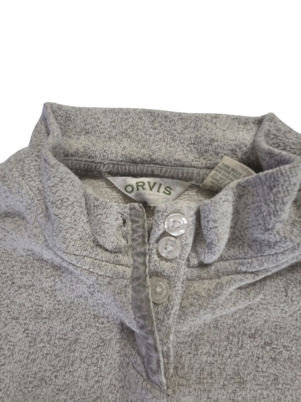Orvis Men's Heather Gray Button-Neck Sweater